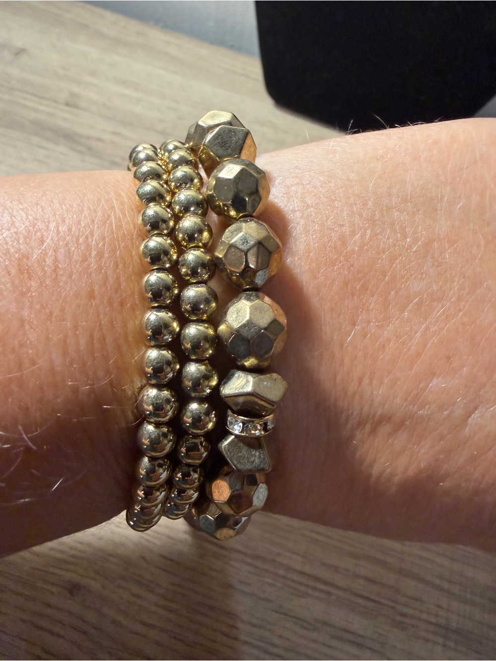 paparazzi Gold-Tone Faceted & Beaded Stretch Bracelet Trio